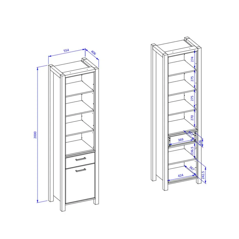 Wohnen Standregal in Wildeiche NB & Schwarz - Zavorra