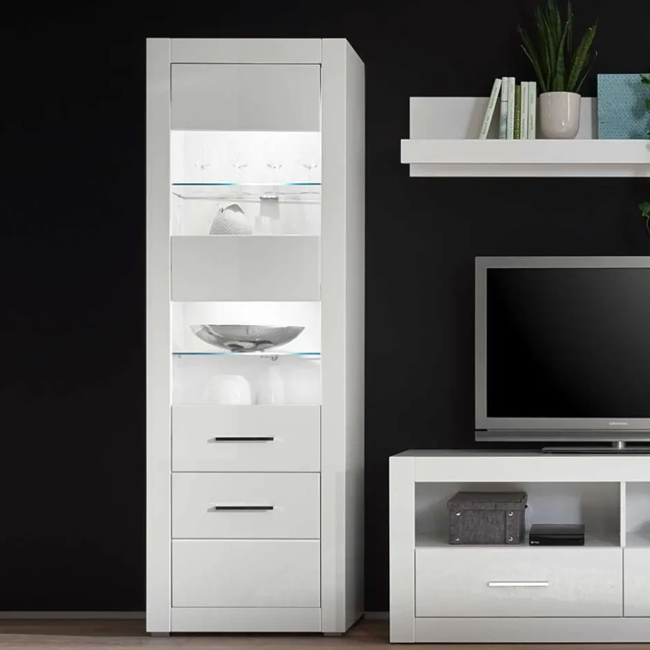 Standvitrine in Hochglanz Weiß Yulis 2-türig^Wohnen Clearance