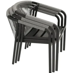 Wohnen Stapelbare Gartensessel mit Polstern - Sempragos (4er Set)