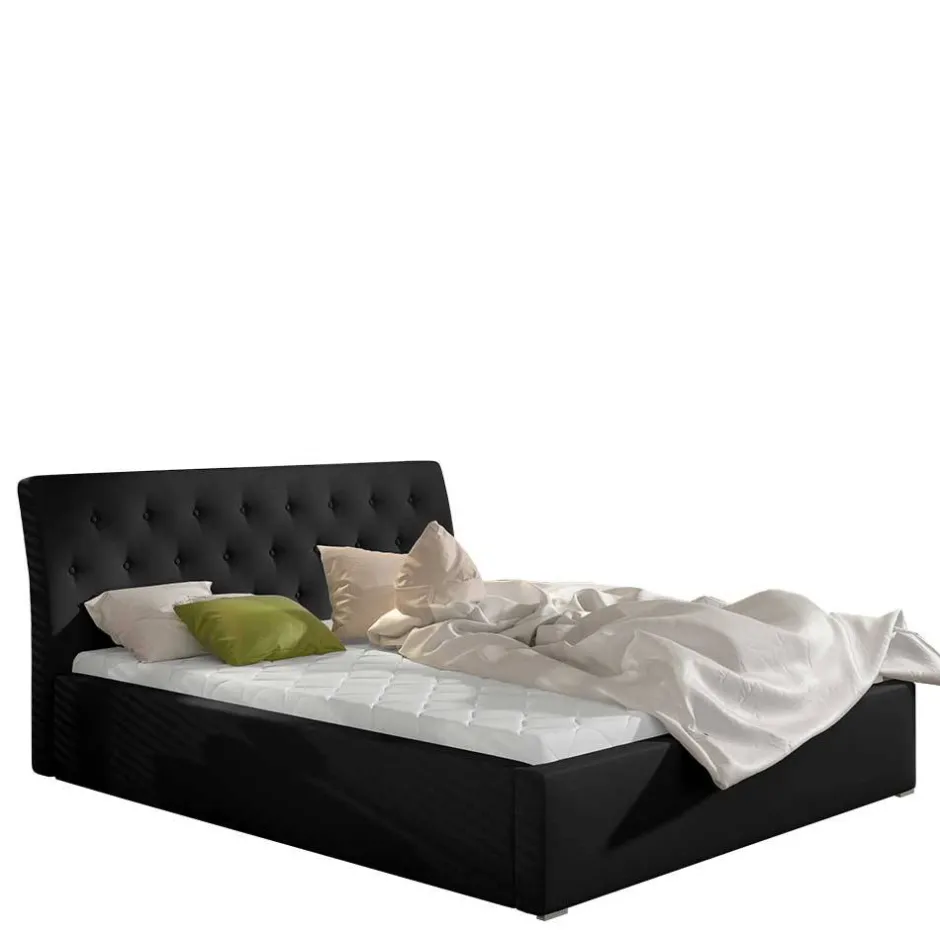 Wohnen Stauraum Bett in Schwarz Kunstlederbezug - Roxing
