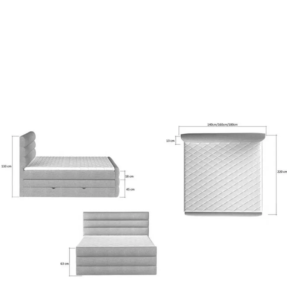 Stauraum Boxspringbett in Braun Stoff - Birt^Wohnen Clearance
