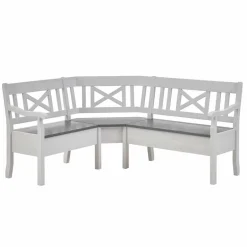 Wohnen Stauraum Eckbank Yoan in Weiß mit Grau