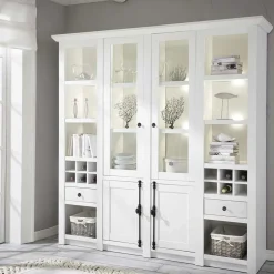 Wohnen Stauraum Landhaus Vitrinenschrank in Weiß - Chelles