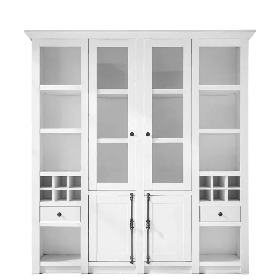 Wohnen Stauraum Landhaus Vitrinenschrank in Weiß - Chelles