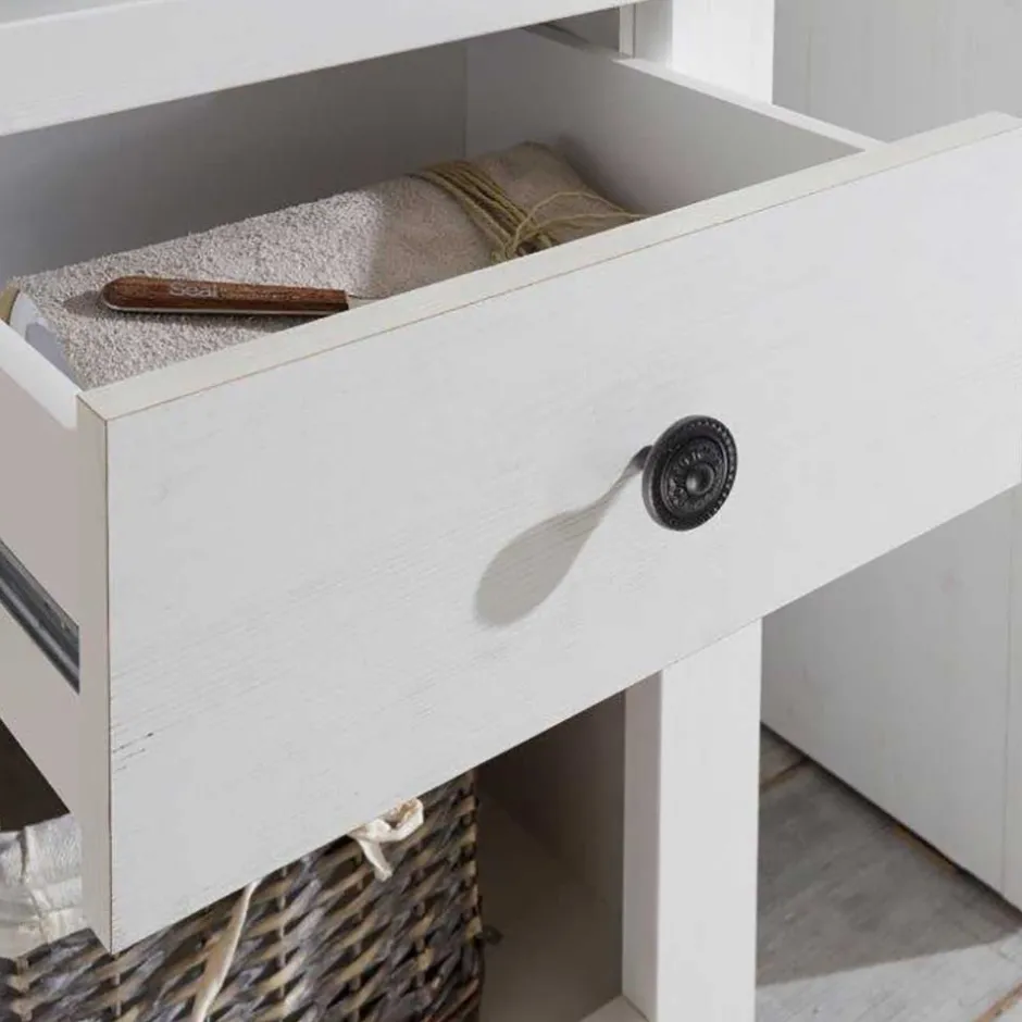 Wohnen Stauraum Landhaus Vitrinenschrank in Weiß - Chelles