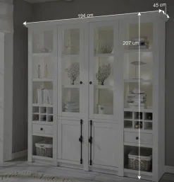 Wohnen Stauraum Landhaus Vitrinenschrank in Weiß - Chelles