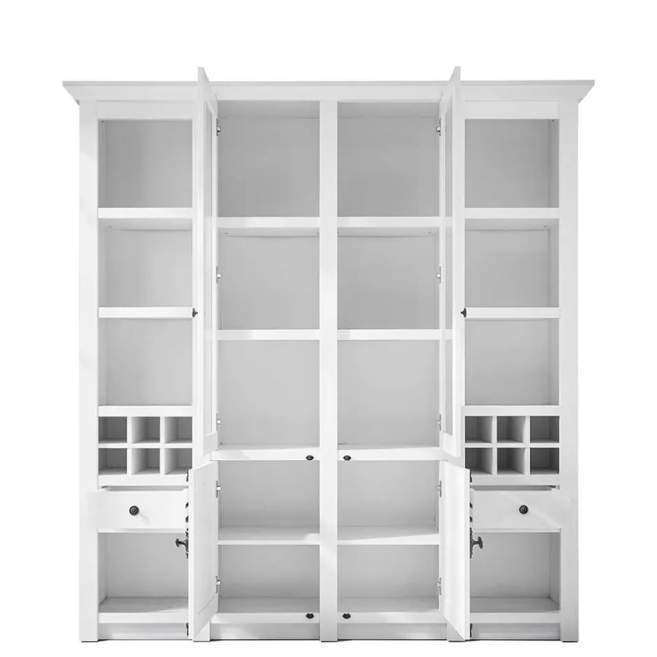 Wohnen Stauraum Landhaus Vitrinenschrank in Weiß - Chelles