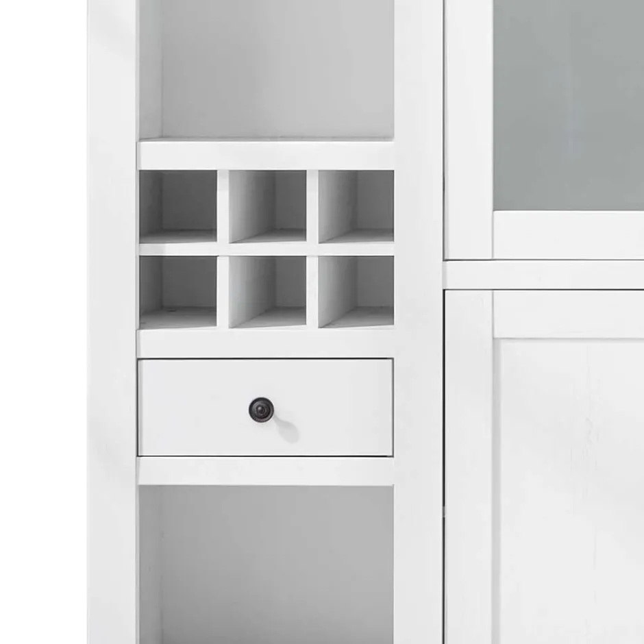 Wohnen Stauraum Landhaus Vitrinenschrank in Weiß - Chelles