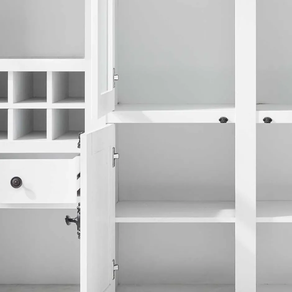 Wohnen Stauraum Landhaus Vitrinenschrank in Weiß - Chelles