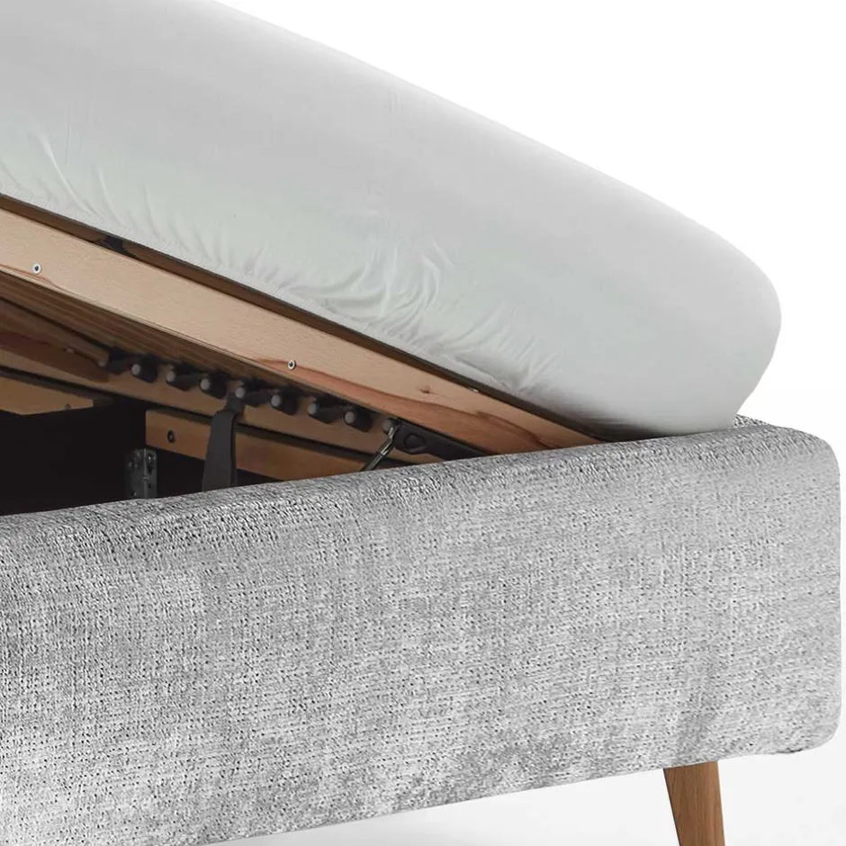 Wohnen Stauraum Polsterbett aus Boucle in Grau - Tasso