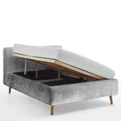 Wohnen Stauraum Polsterbett aus Boucle in Grau - Tasso