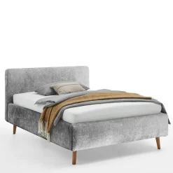 Wohnen Stauraum Polsterbett aus Boucle in Grau - Tasso