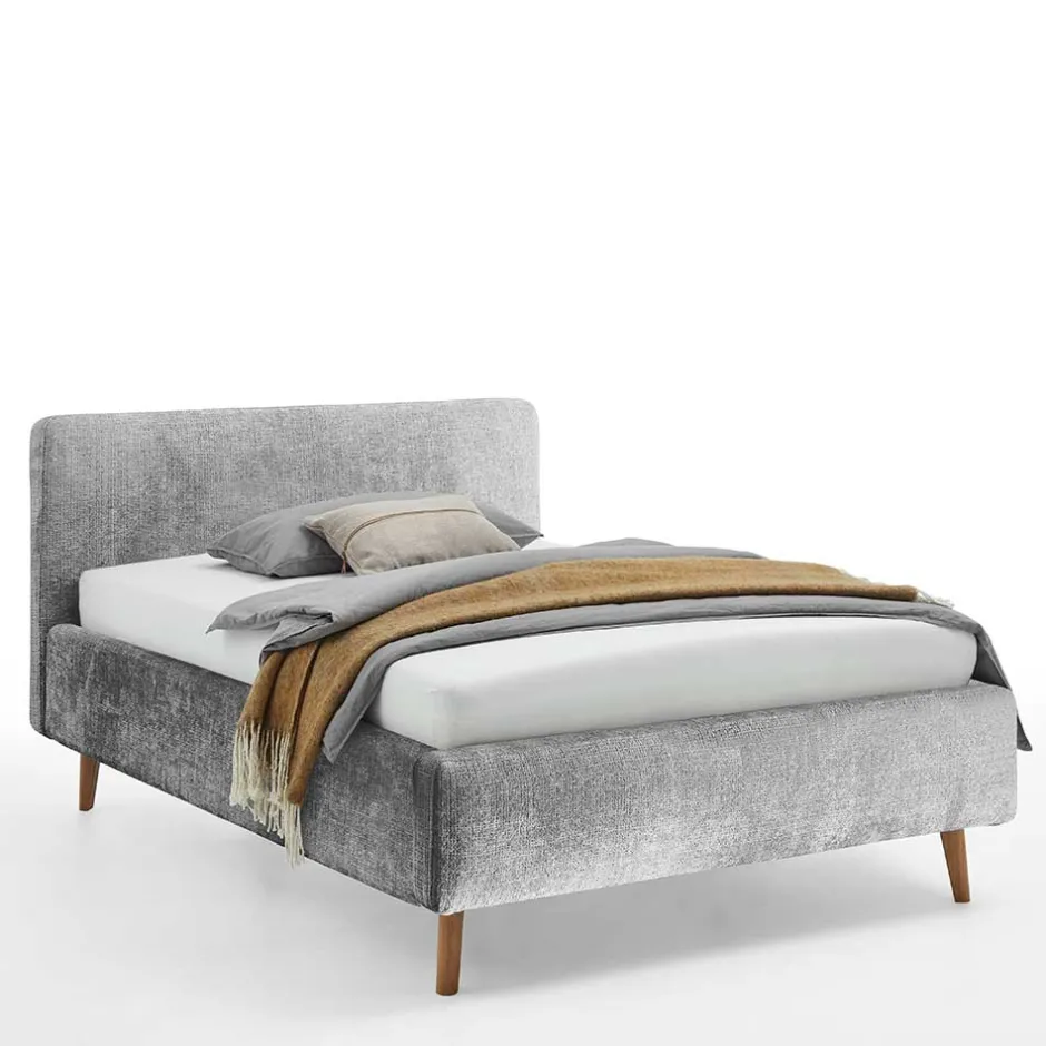 Wohnen Stauraum Polsterbett aus Boucle in Grau - Tasso