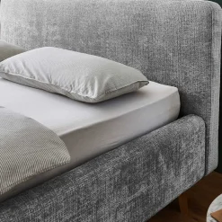 Wohnen Stauraum Polsterbett aus Boucle in Grau - Tasso