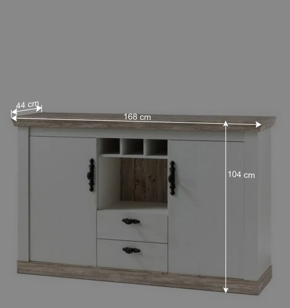 Wohnen Stauraum Sideboard im Scandi Landhaus Stil Nedita in Weiß