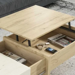 Stauraum Sofatisch in Wildeiche & Creme - Tara^Wohnen Clearance