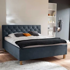 Wohnen Stauraumbett in Blaugrau & Eiche - Tagma