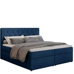 Stauraumbett in Dunkelblau Samtbezug - Sipano^Wohnen Clearance