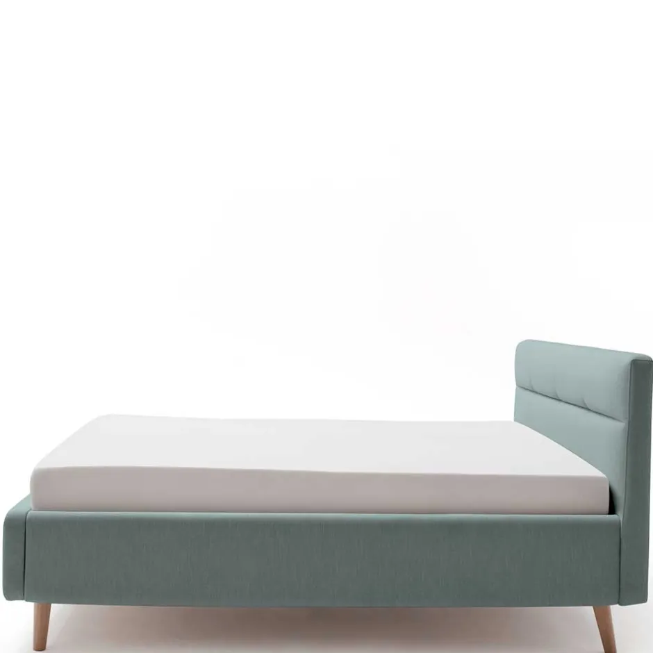 Stauraumbett in hellem Blau & Eiche - Armele^Wohnen