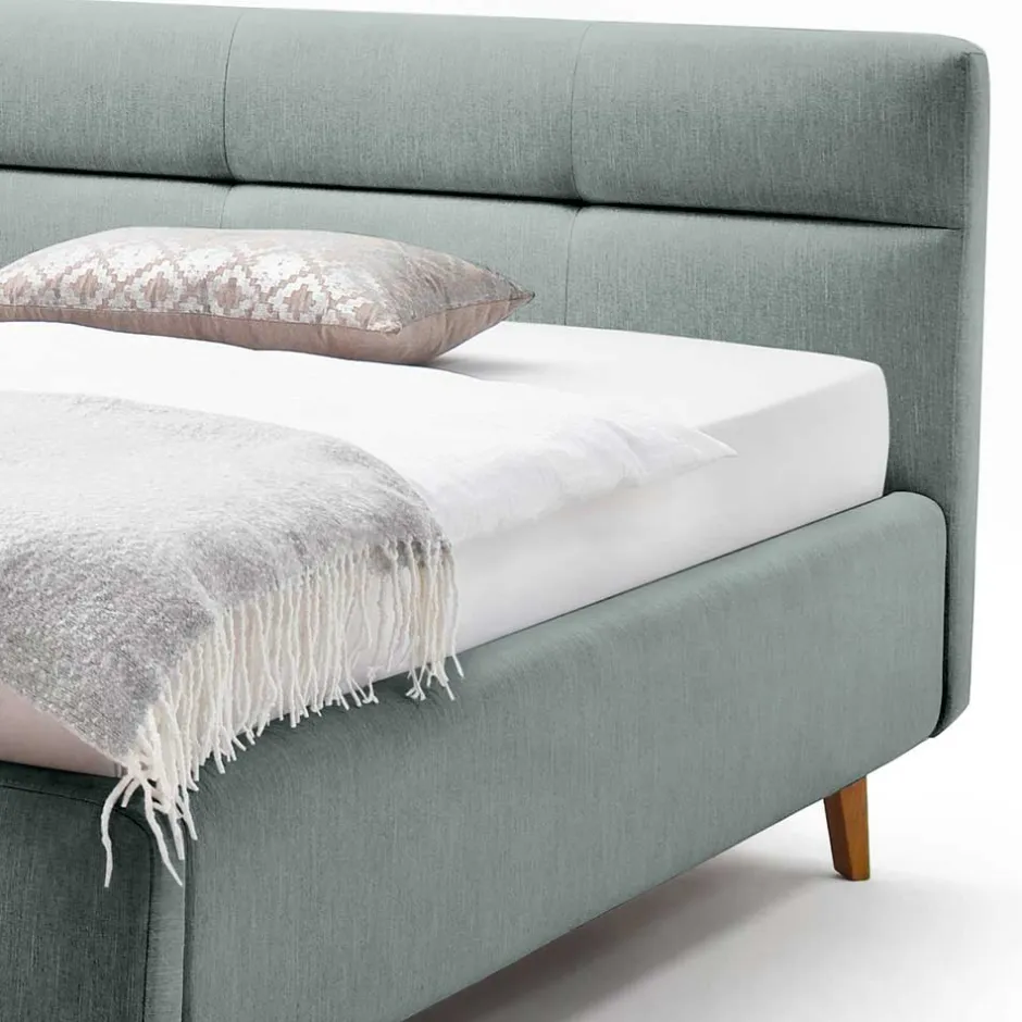 Stauraumbett in hellem Blau & Eiche - Armele^Wohnen