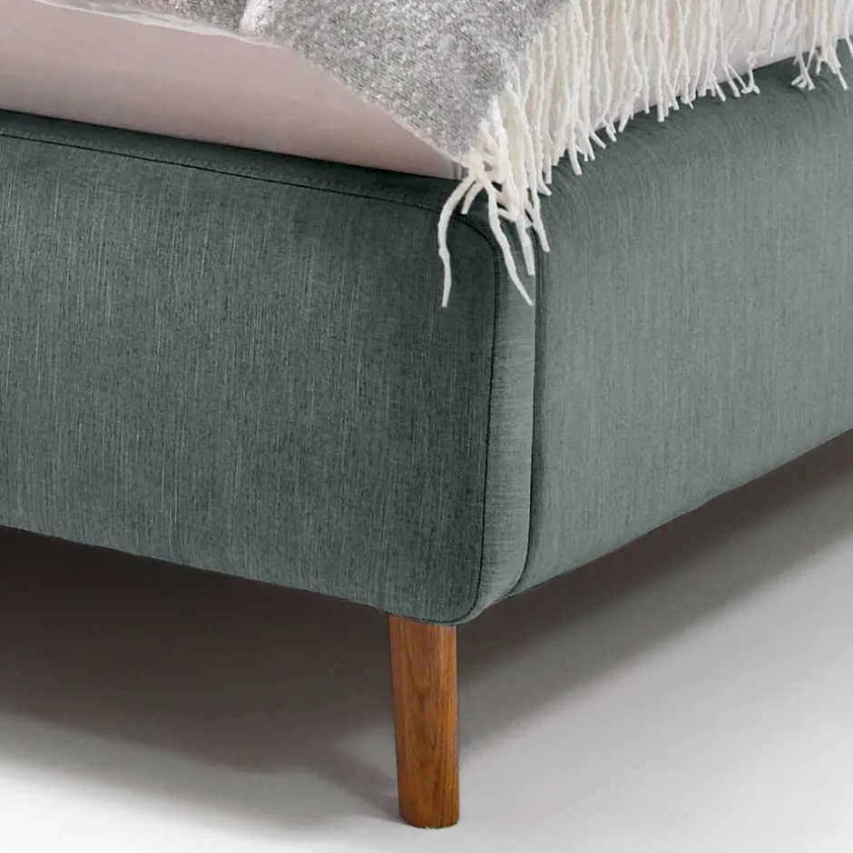 Stauraumbett in hellem Blau & Eiche - Armele^Wohnen