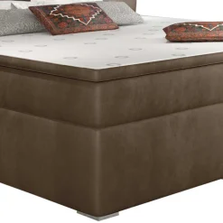 Stauraum-Polsterbett in Hellbraun Samt - Iceline^Wohnen Hot