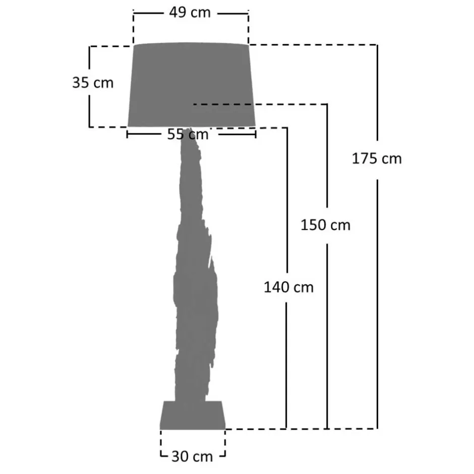 Stehlampe mit Stoffschirm und Treibholz Stele - Duvianco^Wohnen