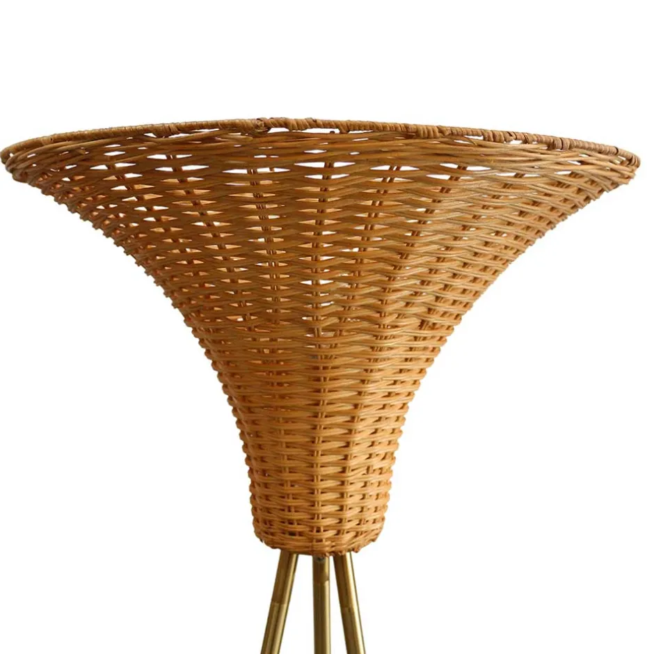 Wohnen Stehleuchte mit Geflechtschirm Rattan - Alexandre
