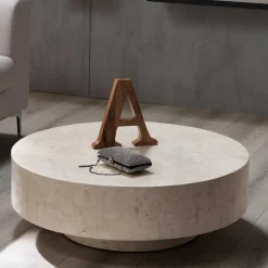 Wohnen Stein Couchtisch Karan in Creme