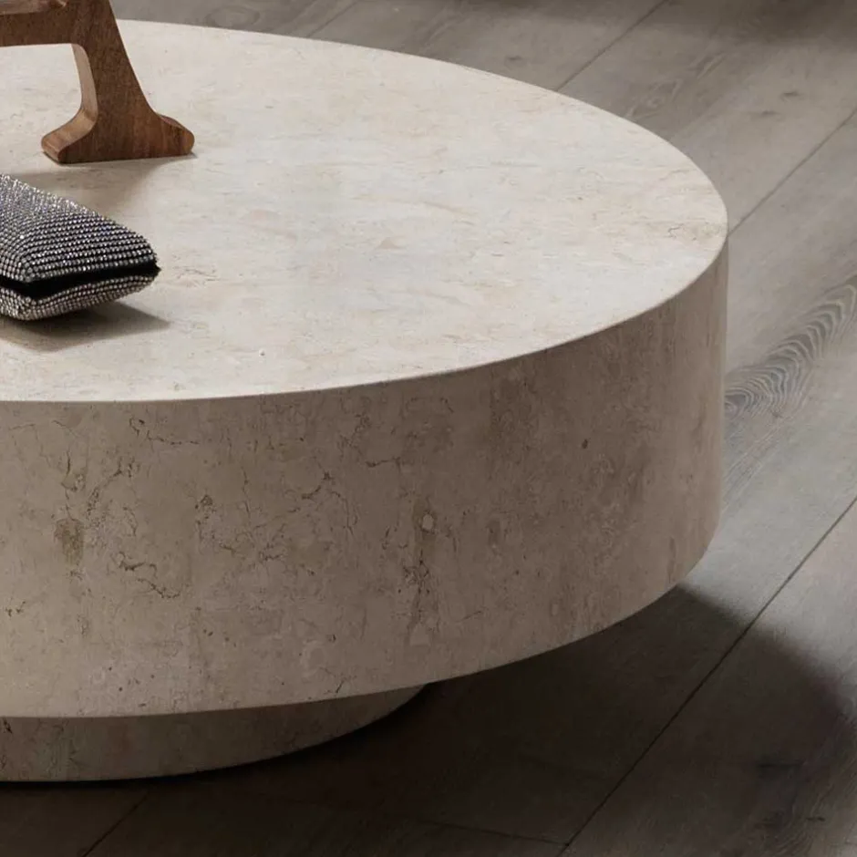 Wohnen Stein Couchtisch Karan in Creme