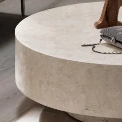 Wohnen Stein Couchtisch Karan in Creme