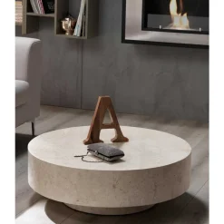 Wohnen Stein Couchtisch Karan in Creme