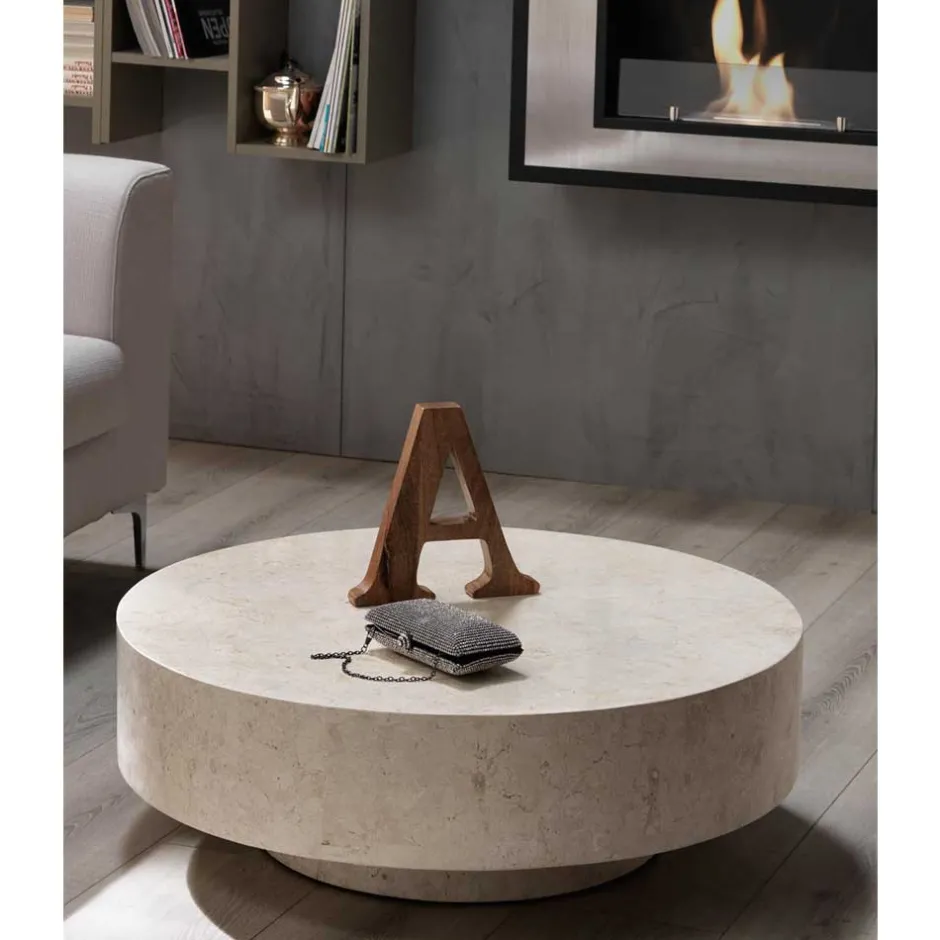 Wohnen Stein Couchtisch Karan in Creme