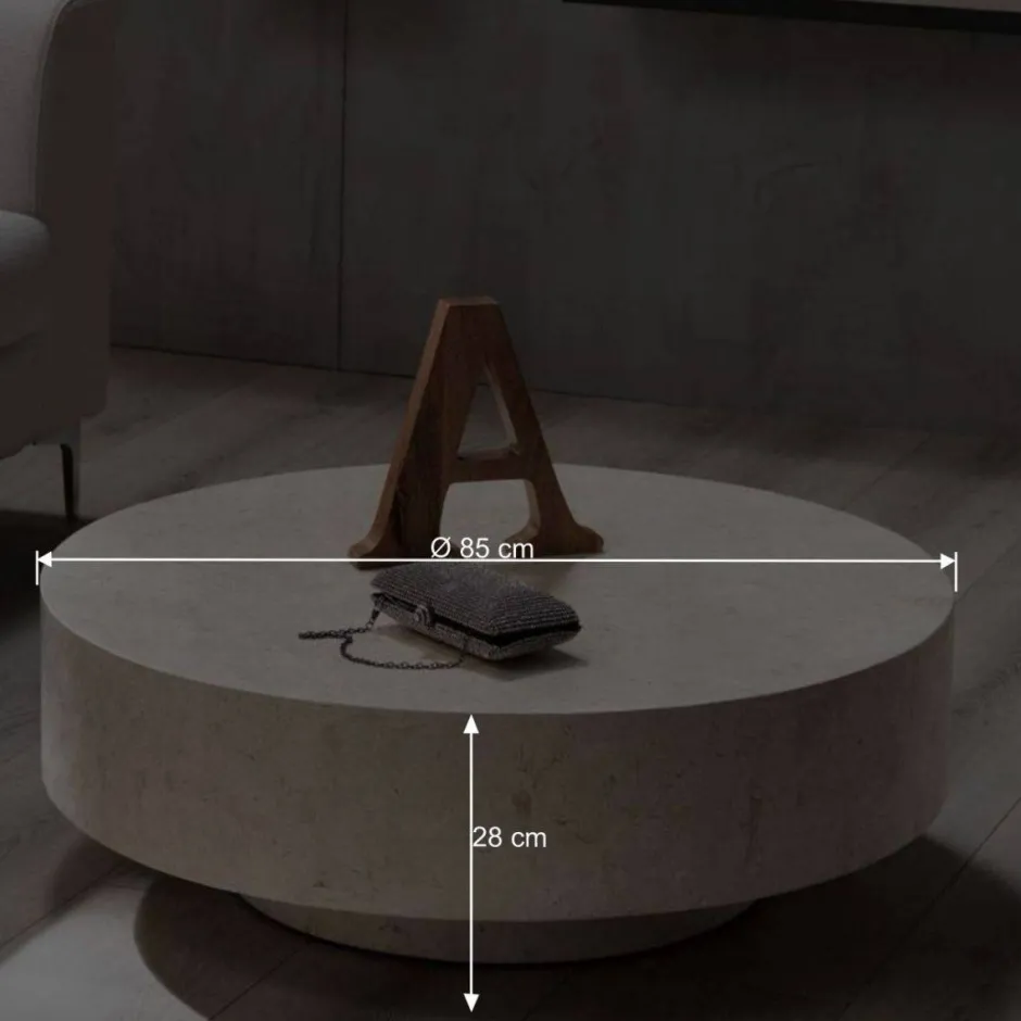 Wohnen Stein Couchtisch Karan in Creme