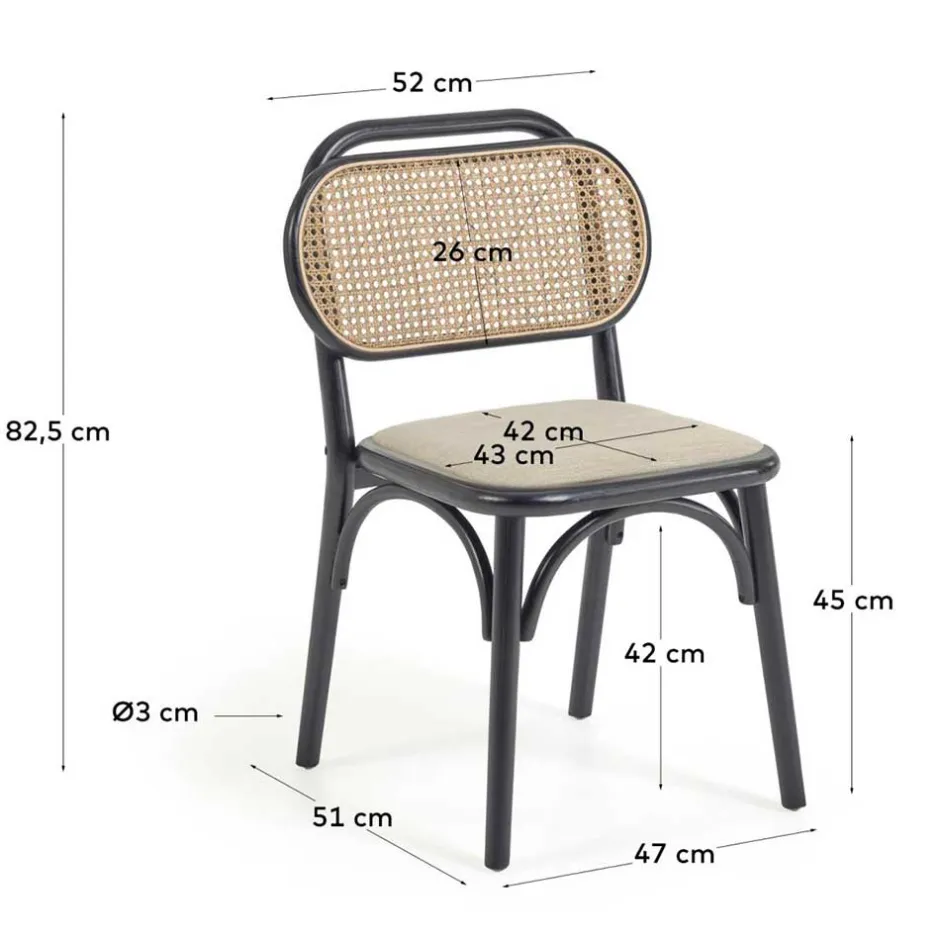 Wohnen Stühle aus Ulme & Rattan & Stoff - Boxtan (2er Set)