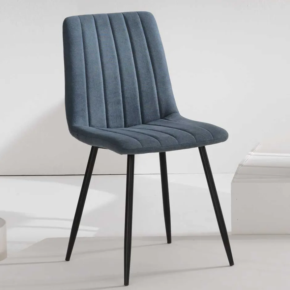 Wohnen Stühle in Blaugrau und Schwarz - Filio (4er Set)