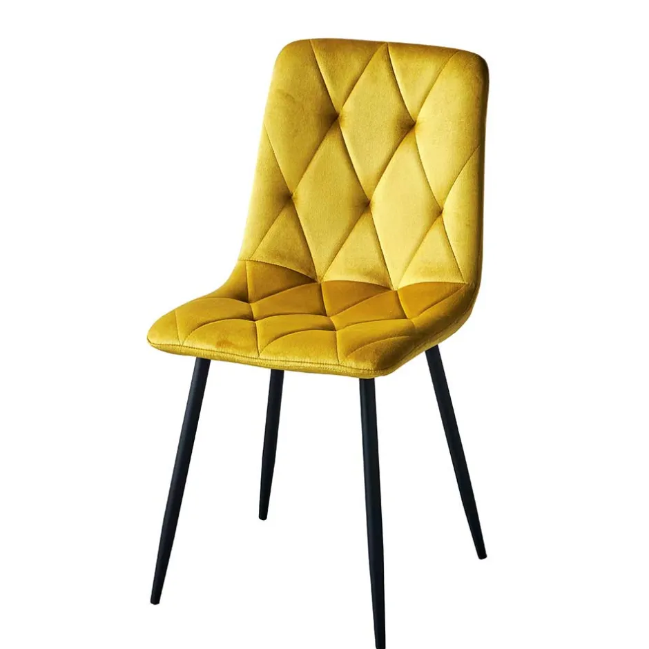 Stühle in Gelb Samtbezug - Bernadi (4er Set)^Wohnen Clearance