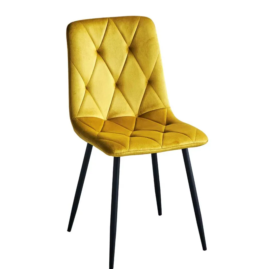 Stühle in Gelb Samtbezug - Bernadi (4er Set)^Wohnen Clearance