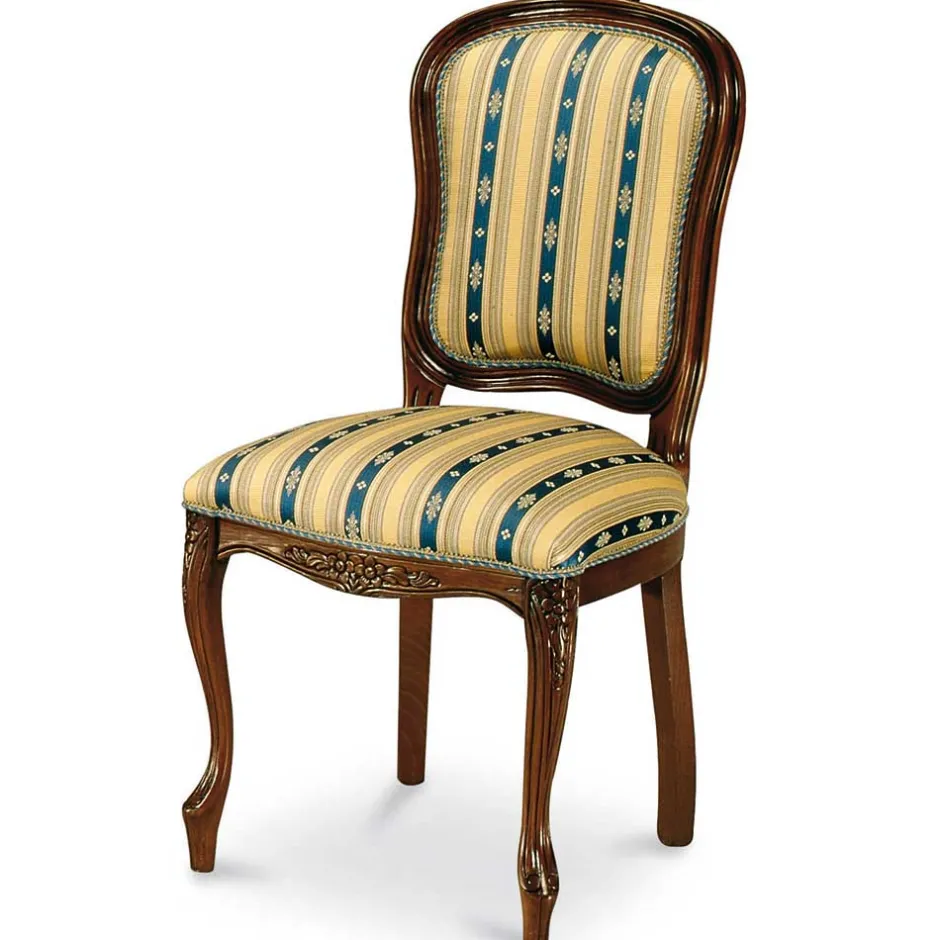 Stilvoller Barock Polsterstuhl Magari mit Stoff Blau Gelb^Wohnen Online