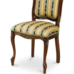 Stilvoller Barock Polsterstuhl Magari mit Stoff Blau Gelb^Wohnen Online