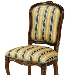 Stilvoller Barock Polsterstuhl Magari mit Stoff Blau Gelb^Wohnen Online