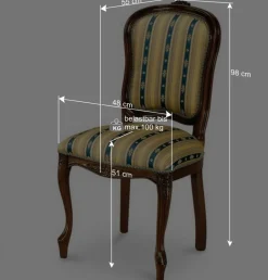 Stilvoller Barock Polsterstuhl Magari mit Stoff Blau Gelb^Wohnen Online