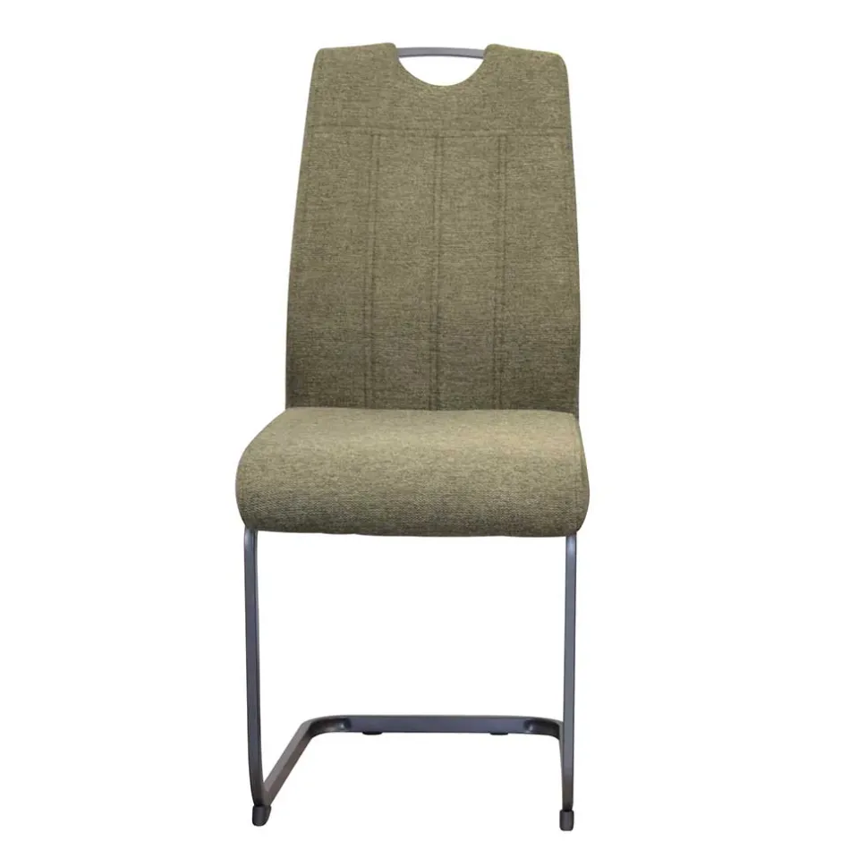 Wohnen Stoff Freischwinger Stühle in Oliv Grün - Maximo (4er Set)