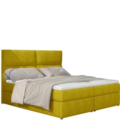 Wohnen Stoffbett in Currygelb mit Matratzen und Topper - Hadaoi