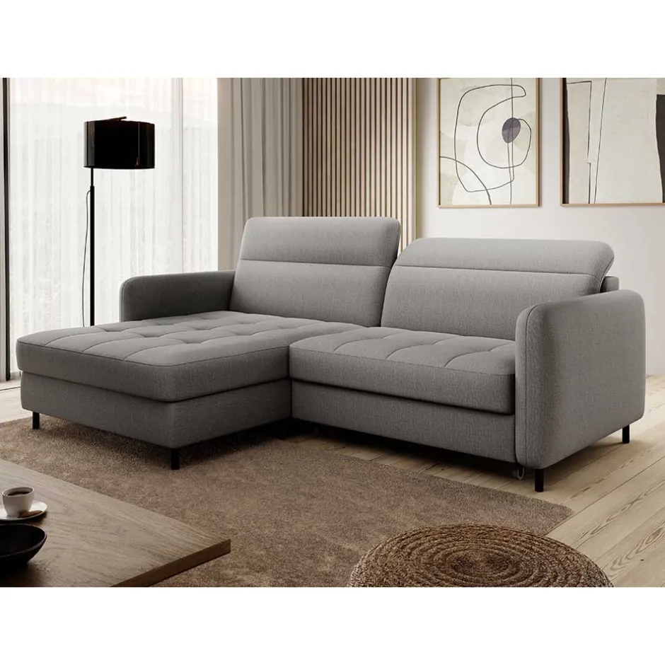 Wohnen Stoff-Ecksofa in Hellgrau mit Bettfunktion - Alister
