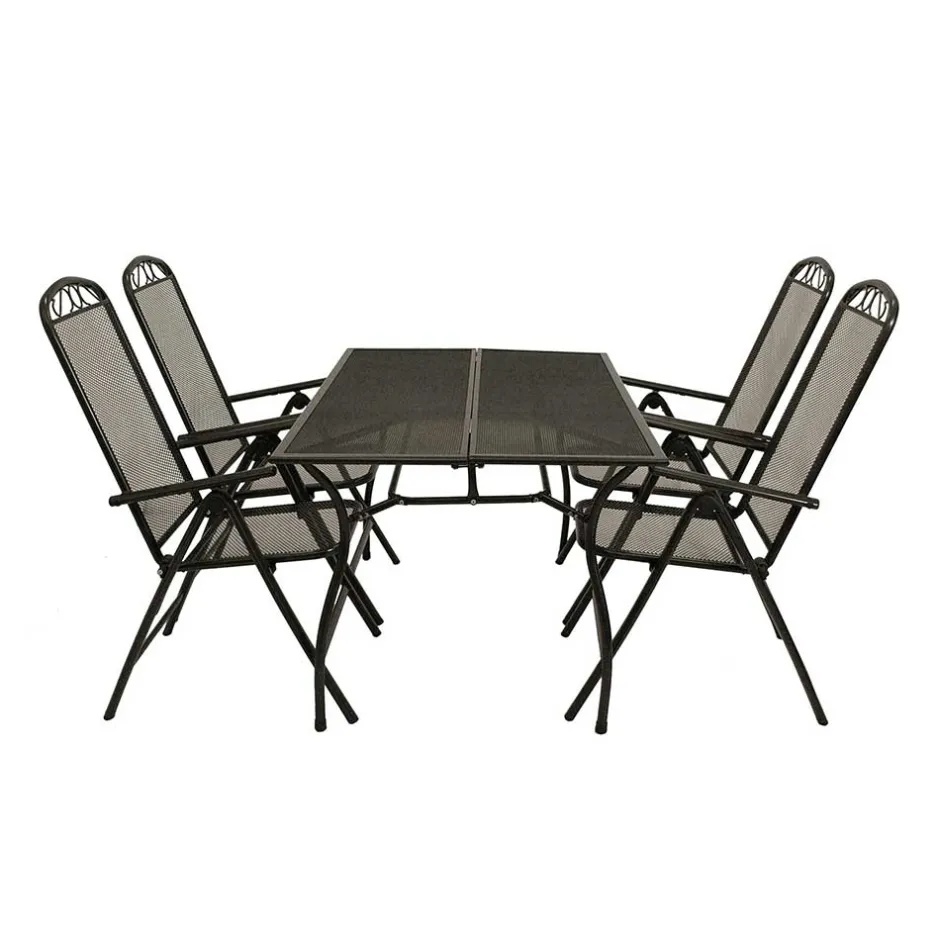 Streckmetall Gartentisch mit 4 Klappstühlen - Postumo (fünfteilig)^Wohnen Online