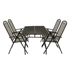 Streckmetall Gartentisch mit 4 Klappstühlen - Postumo (fünfteilig)^Wohnen Online