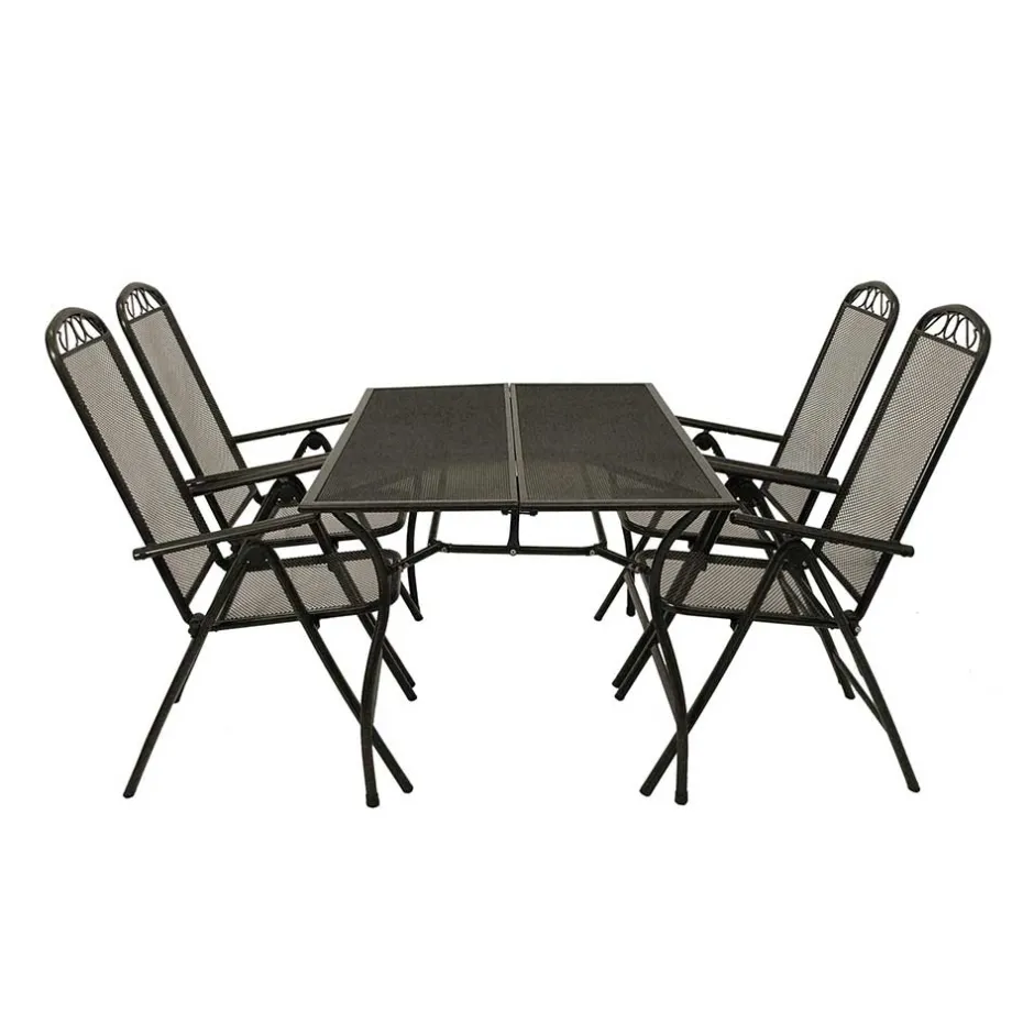 Streckmetall Gartentisch mit 4 Klappstühlen - Postumo (fünfteilig)^Wohnen Online