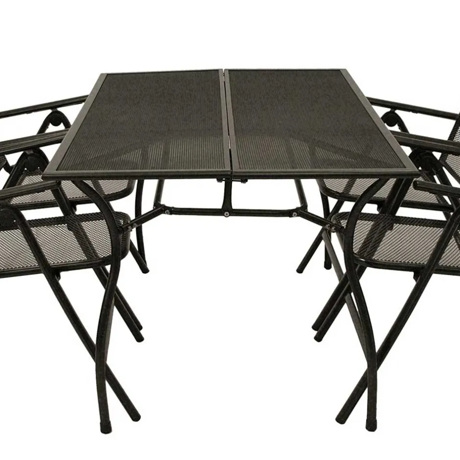 Streckmetall Gartentisch mit 4 Klappstühlen - Postumo (fünfteilig)^Wohnen Online