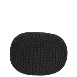 Wohnen Strickstoff Pouf in Schwarz - Selvas